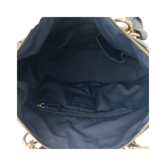 Coach Coach Leather Tote Bag Navy Gold Hardware Leather Tote Bag - Picture 9 of 10